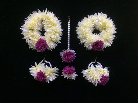 Bridal Artificial Flower Gajra Jewellery Set /Kangan / Bangles in different colour and used Multi fuction #-BJS01