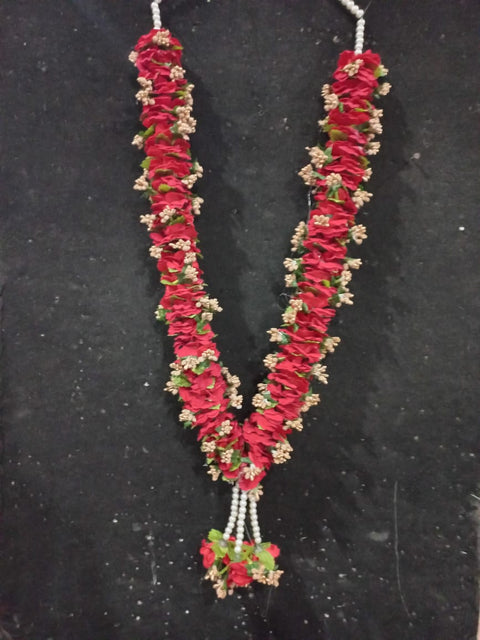 Imported Floral Mala Set – Velvet & Polyester Fusion #-MV204