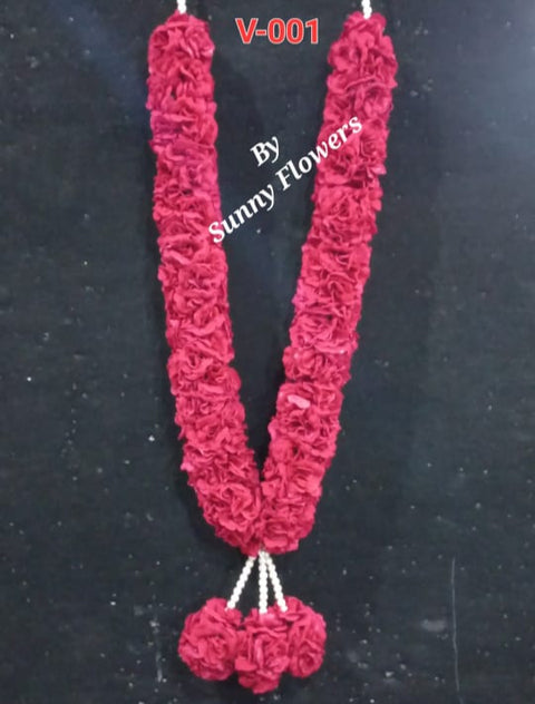 Charming Floral Mala – (1 pc) Velvet flowers & Plastic Fusion Finishing # MV202