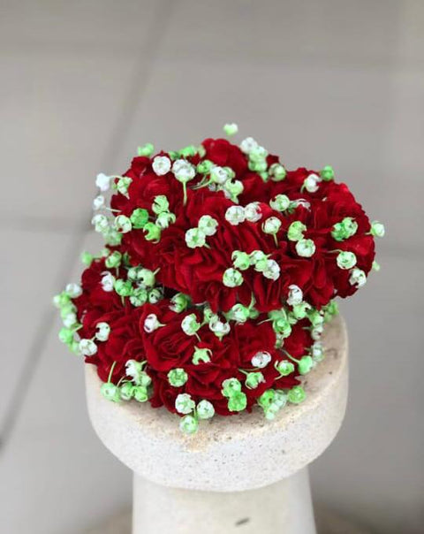 Artificial flower hand Gajra Made With Red velvet fabric with pillons (2pcs)