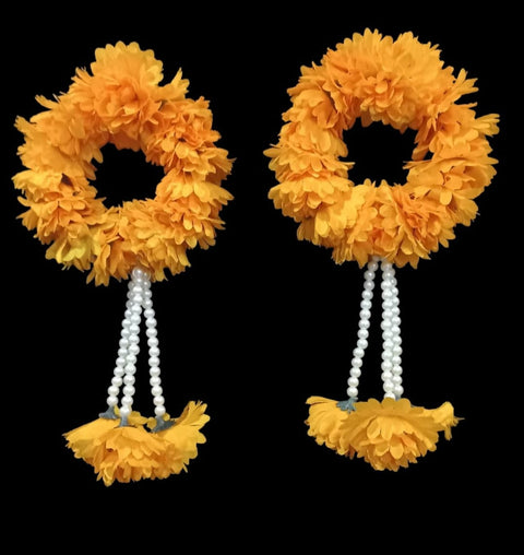 Artificial Flowers Hand Gajra 2pcs with white pearls Different colour available