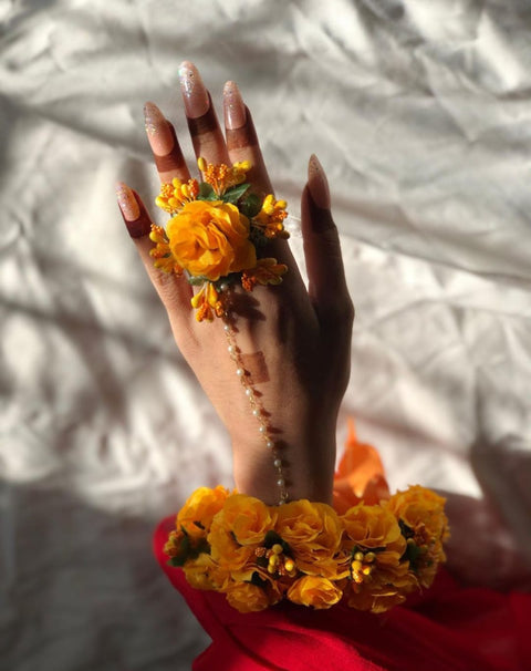 Artificial Flowers Hand Gajra with Ring (1 pcs) #- BJS04