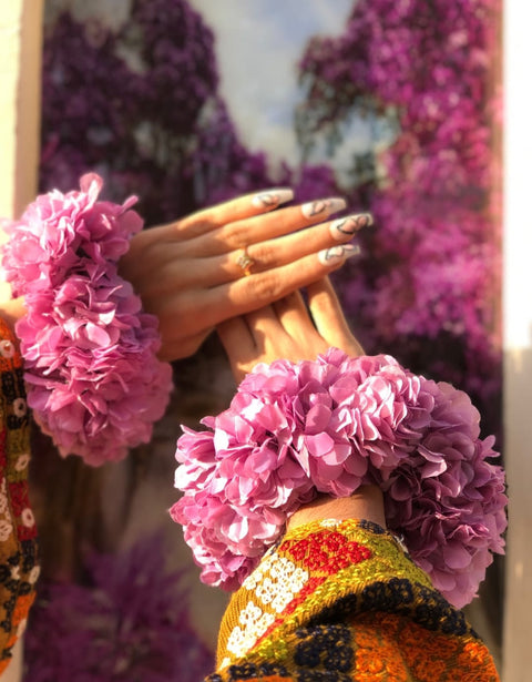 Artificial Flowers Hand Gajra Made with polyester fabric (2pcs)