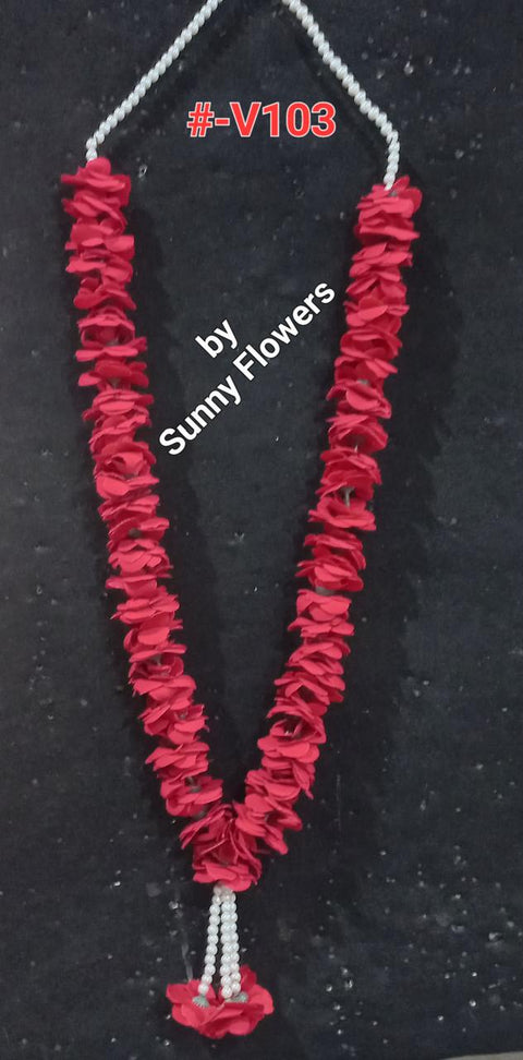 Artificial Flowers Garlands Mala/Haar in Red velvet Flowers #-MV203