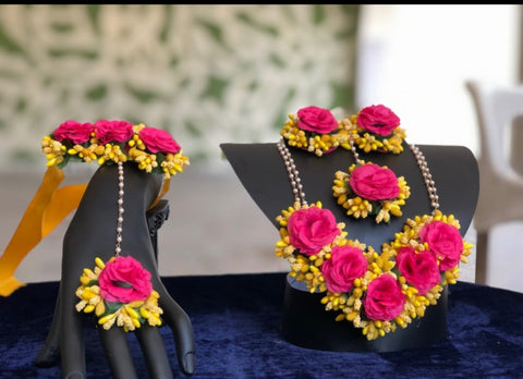 6pcs Bridal Set – Premium Polyester Floral Elegance with different colours #-BJS41