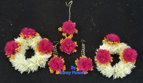 Artificial flowers Bridal Jewellery set in different colours #- BJS15