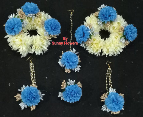 Artificial flowers Bridal Jewellery set in different colours #- BJS15