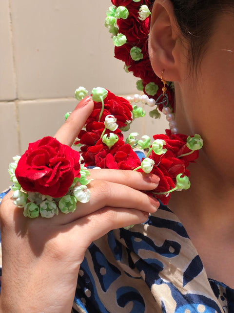 Artificial flowers bridal set made with velvet fabric #- BJS06