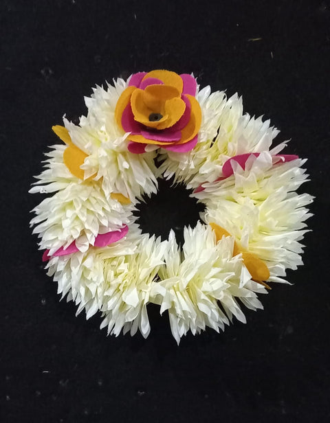 Artificial Flowers Hand Gajra off white with colourful flowers (2pcs) #HG-07/8