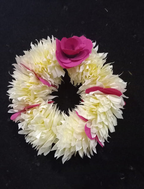 Artificial Flowers Hand Gajra off white with colourful flowers (2pcs) #HG-07/8