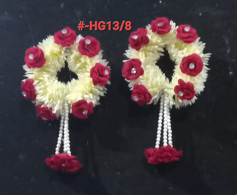 Artificial Flowers Hand Gajra off white with colourful flowers (2pcs) #HG-13/08