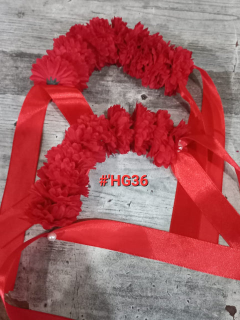 Artificial Flowers Hand Gajra made with  polyester Fabric orange & red colour(2pcs) #-HG36