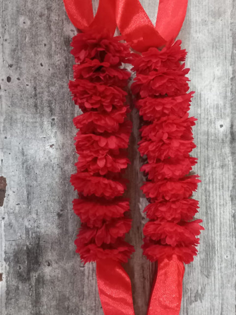 Artificial Flowers Hand Gajra made with  polyester Fabric orange & red colour(2pcs) #-HG36