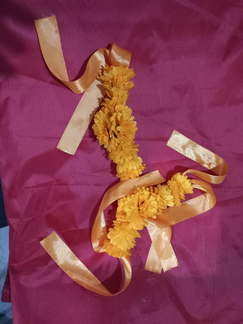 Artificial Flowers Hand Gajra made with  polyester Fabric orange & red colour(2pcs) #-HG36