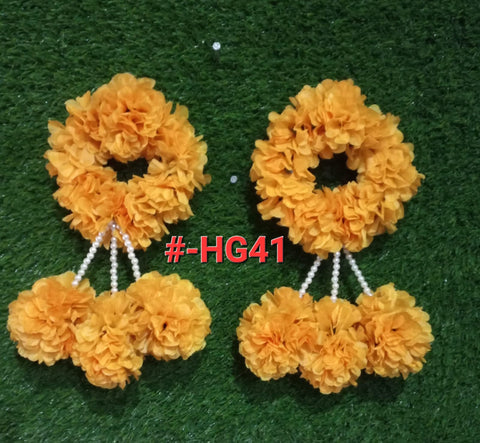 Polyester Fabric Artificial Gajra Set (2 pcs) with Charming Design #-HG 41