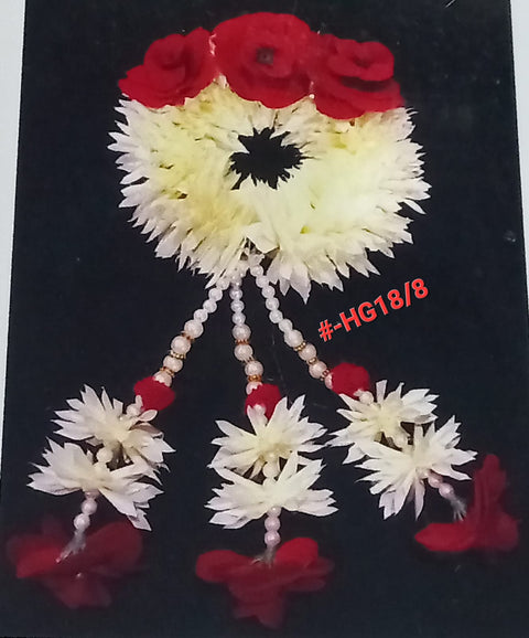 Artificial Flowers Hand Gajra with 3 flowers & 3 flowers latkon(2pcs) #HG 18/8