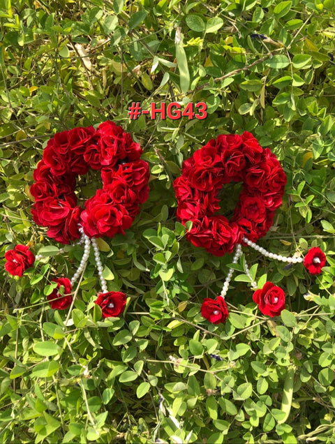 Artificial Flower Hand Gajra In Velvet Fabric With Elegant white pearl's(2pcs) #-HG43