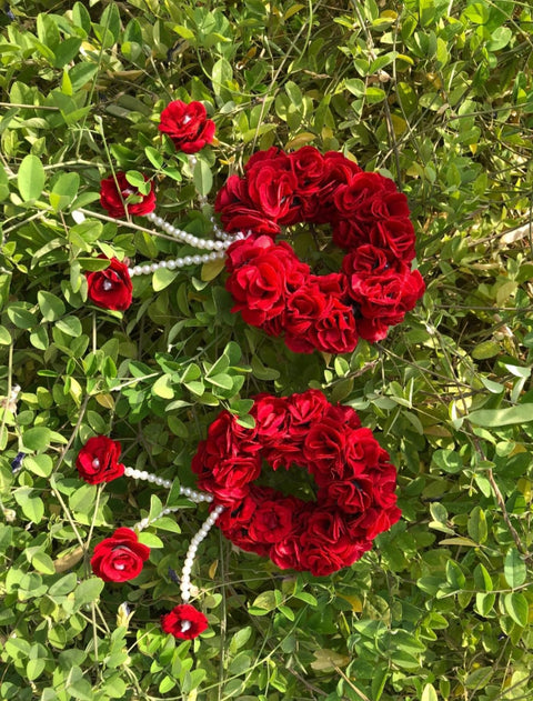 Artificial Flower Hand Gajra In Velvet Fabric With Elegant white pearl's(2pcs) #-HG43