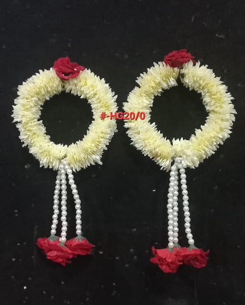 Polyester Fabric Artificial Hand Gajra Set with 3 latkon (2 pcs) HG- #20/0