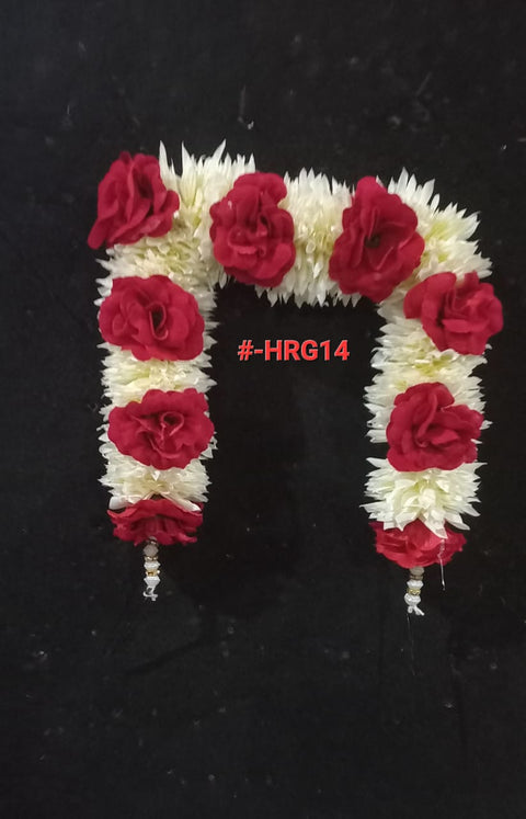 Artificial Flowers Hair Gajra off white with red flowers(1pcs) HRG-# 14
