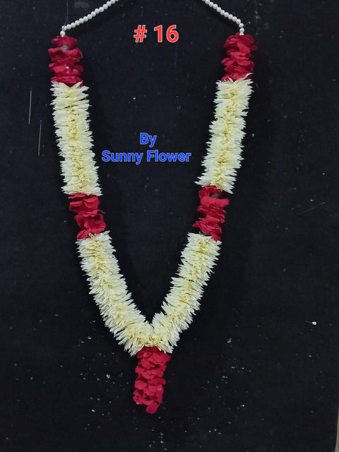 Royal Floral Mala – (1 pc) Velvet flowers & Plastic Fusion Finishing #-16