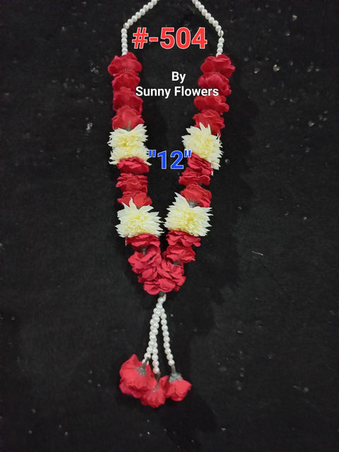 Artificial Flowers Mala – (1 pc) Velvet flowers & Plastic Fusion Finishing #-504
