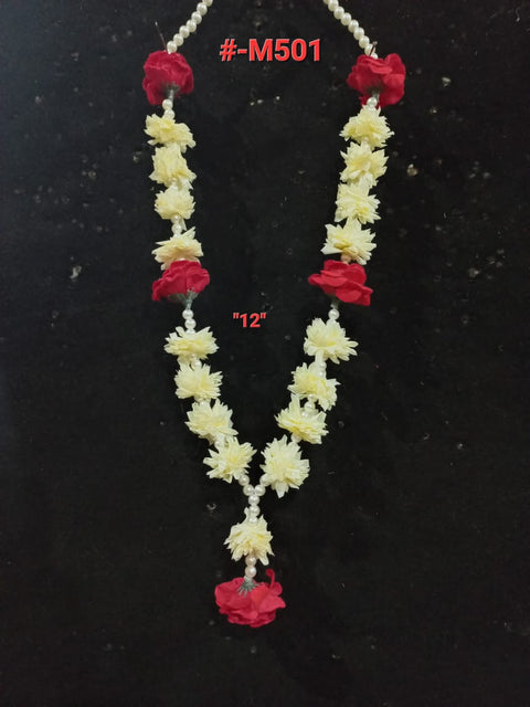 Royal Floral Mala – (1 pc) Velvet flowers & Plastic Fusion Finishing #-M501