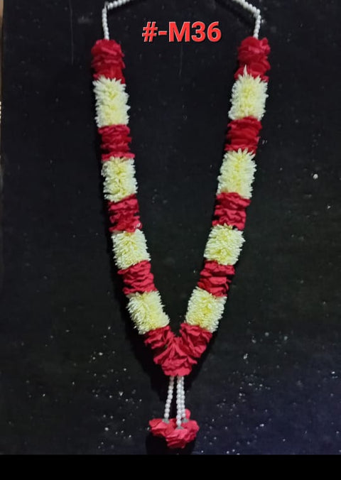 Royal Floral Mala – (1 pc) Velvet flowers & Plastic Fusion Finishing #-M36