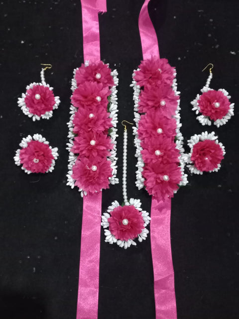 Artificial Flowers Bridal jewellary set used wedding and multifunction #- BJS18
