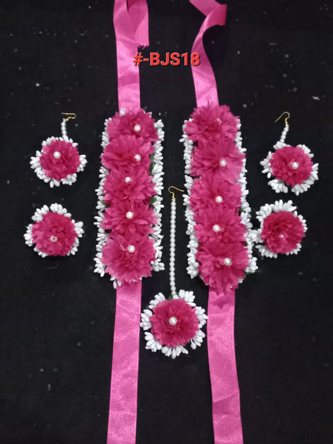 Artificial Flowers Bridal jewellary set used wedding and multifunction #- BJS18
