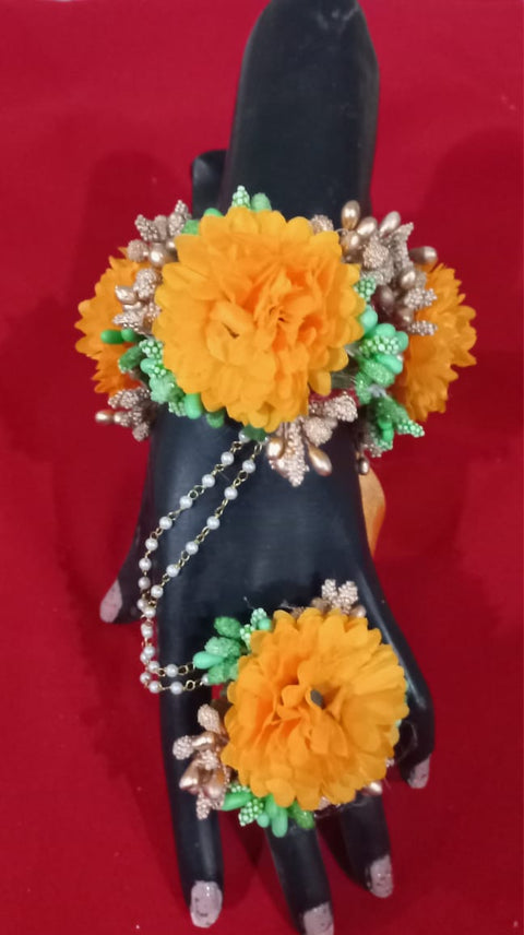 Bridal Artificial Flowers Jewellery set for Mehndi and multifunctions #- BJS22
