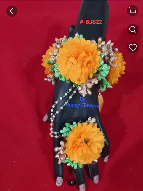 Bridal Artificial Flowers Jewellery set for Mehndi and multifunctions #- BJS22