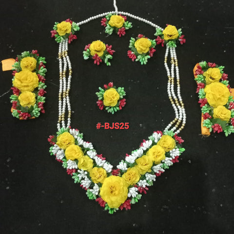 Artificial flowers Bridal Jewellery set in different colours #- BJS25