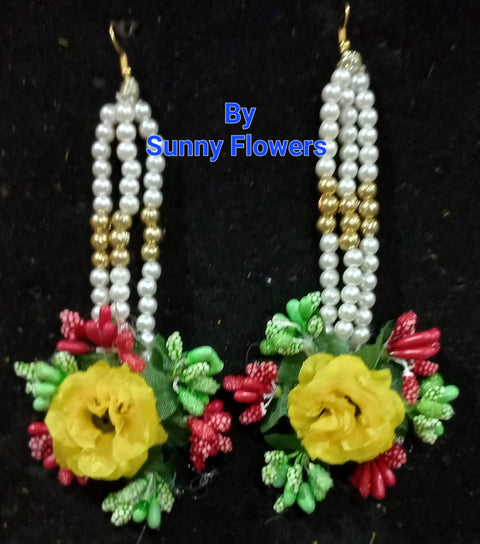 Artificial flowers Bridal Jewellery set in different colours #- BJS25