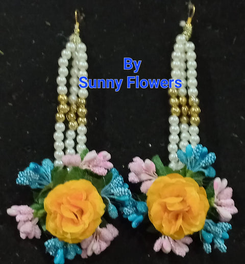 Artificial flowers Bridal Jewellery set in different colours #- BJS25
