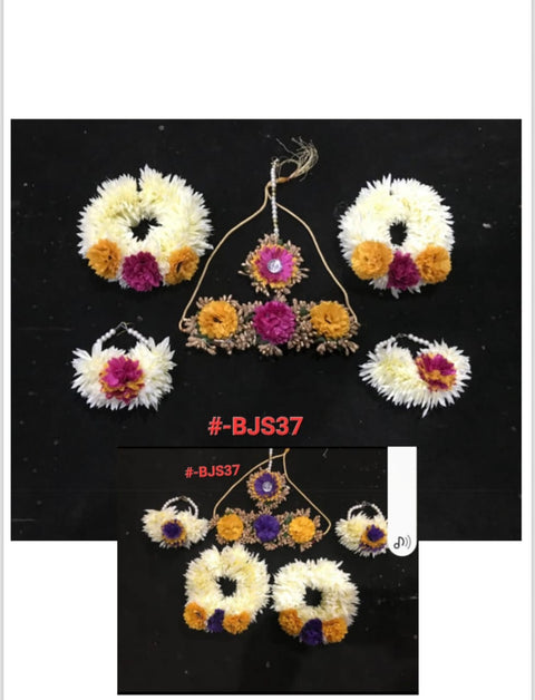 6(pcs) Artificial flowers Bridal Jewellery set in different colours #-BJS37