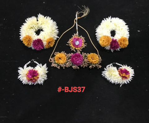6(pcs) Artificial flowers Bridal Jewellery set in different colours #-BJS37