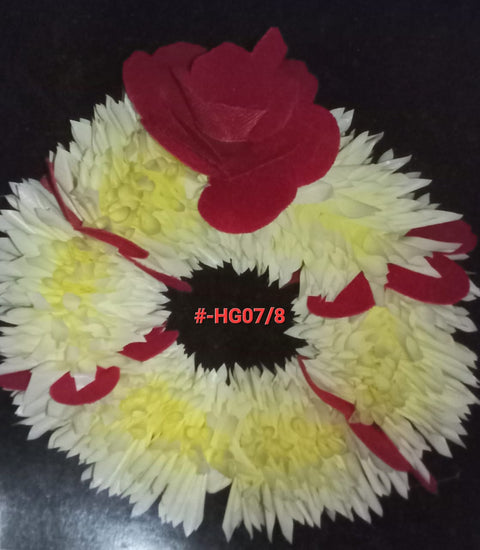 Artificial Flowers Hand Gajra off white with colourful flowers (2pcs) #HG-07/8