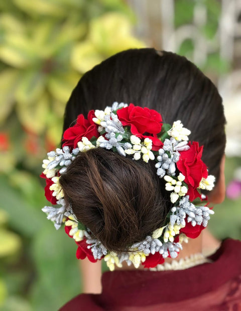 Stylish Velvet Flower Hair Gajra with imported Material Finish