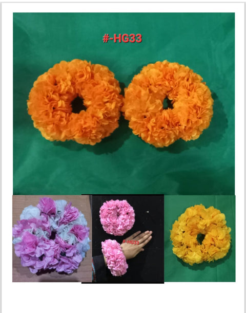 Artificial Flowers Hand Gajra Made with polyester fabric (2pcs)