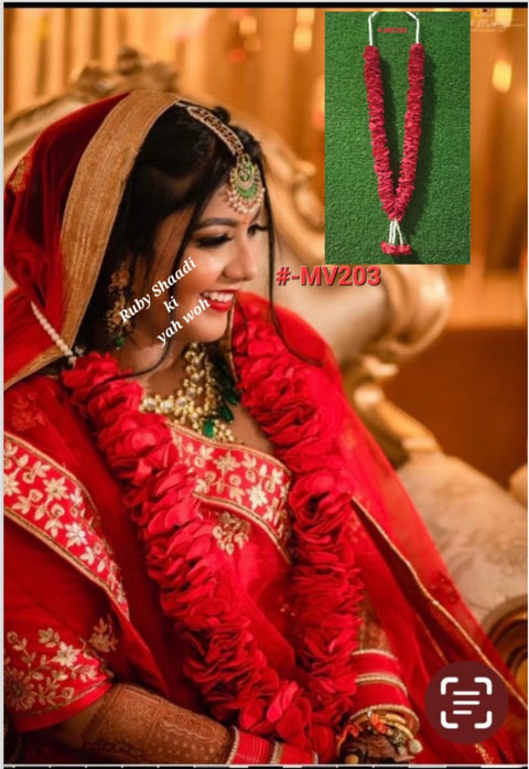 Artificial Flowers Garlands Mala/Haar in Red velvet Flowers #-MV203