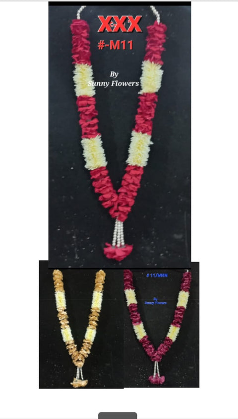 Royal Floral Mala – (1 pc) Velvet flowers & Plastic Fusion Finishing #-11