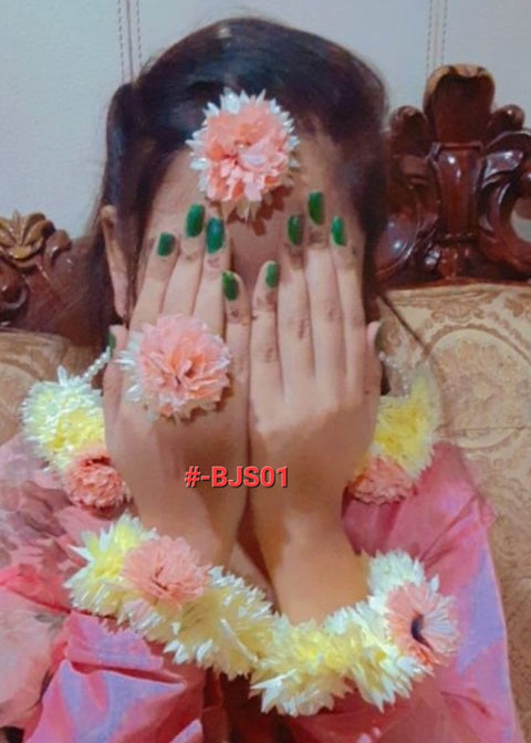 Bridal Artificial Flower Gajra Jewellery Set /Kangan / Bangles in different colour and used Multi fuction #-BJS01