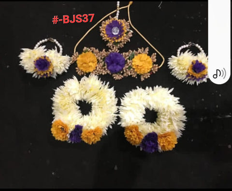 6(pcs) Artificial flowers Bridal Jewellery set in different colours #-BJS37