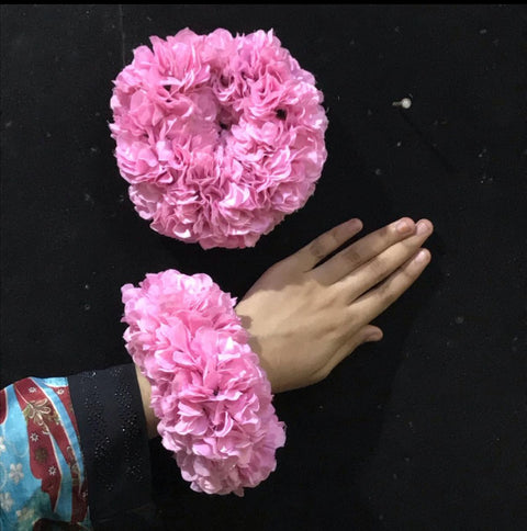 Artificial Flowers Hand Gajra Made with polyester fabric (2pcs)